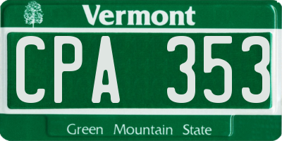 VT license plate CPA353