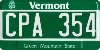 VT license plate CPA354
