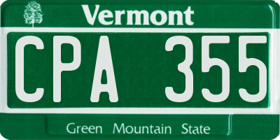 VT license plate CPA355