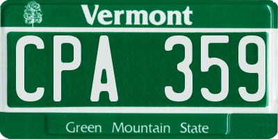VT license plate CPA359