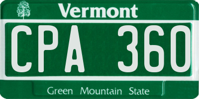 VT license plate CPA360