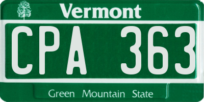 VT license plate CPA363