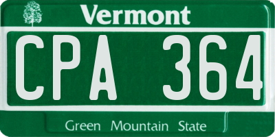 VT license plate CPA364