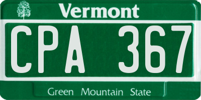 VT license plate CPA367