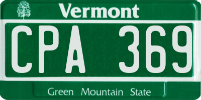 VT license plate CPA369