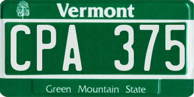 VT license plate CPA375