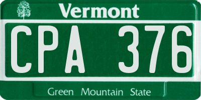 VT license plate CPA376