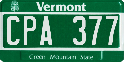 VT license plate CPA377