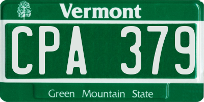 VT license plate CPA379