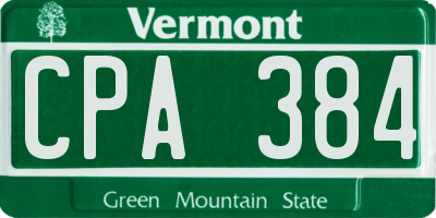 VT license plate CPA384