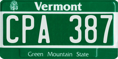 VT license plate CPA387