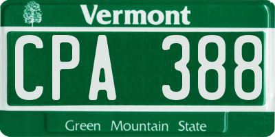 VT license plate CPA388