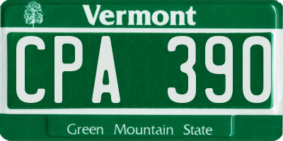 VT license plate CPA390