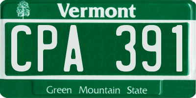 VT license plate CPA391