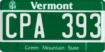 VT license plate CPA393
