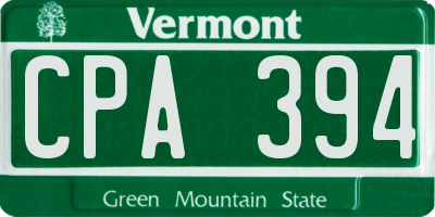 VT license plate CPA394