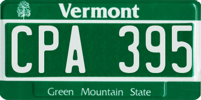 VT license plate CPA395
