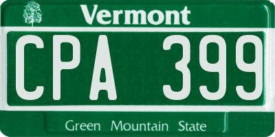 VT license plate CPA399