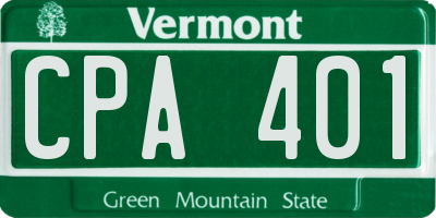 VT license plate CPA401