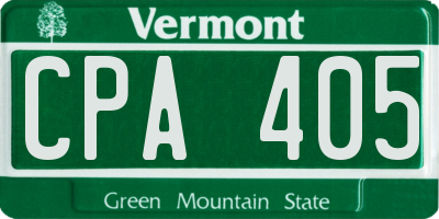 VT license plate CPA405