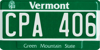 VT license plate CPA406