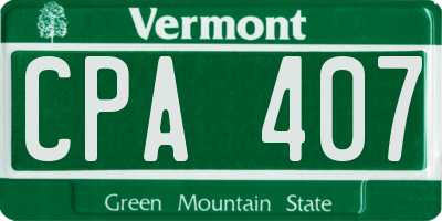 VT license plate CPA407