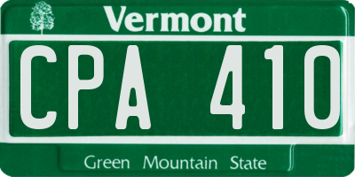 VT license plate CPA410