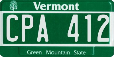 VT license plate CPA412