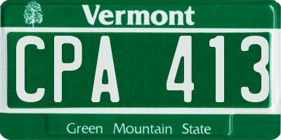 VT license plate CPA413
