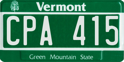 VT license plate CPA415