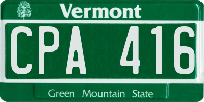 VT license plate CPA416