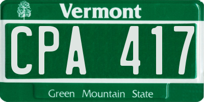 VT license plate CPA417