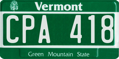 VT license plate CPA418