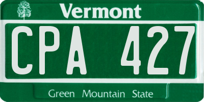 VT license plate CPA427