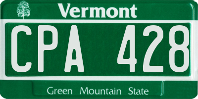 VT license plate CPA428
