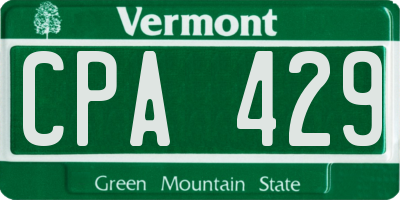 VT license plate CPA429
