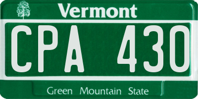 VT license plate CPA430