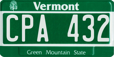 VT license plate CPA432