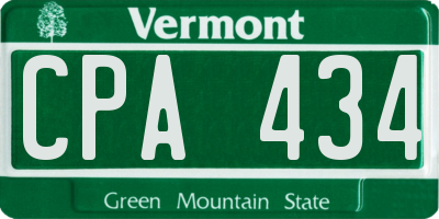 VT license plate CPA434