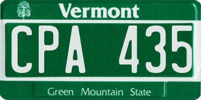VT license plate CPA435
