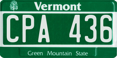 VT license plate CPA436