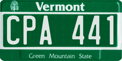 VT license plate CPA441