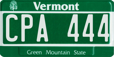 VT license plate CPA444
