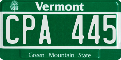 VT license plate CPA445