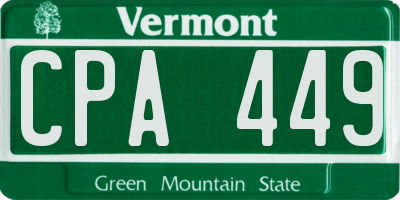 VT license plate CPA449