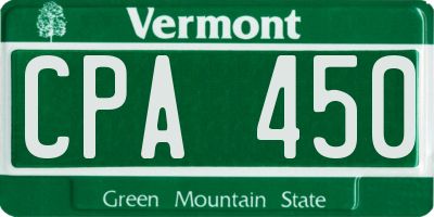 VT license plate CPA450