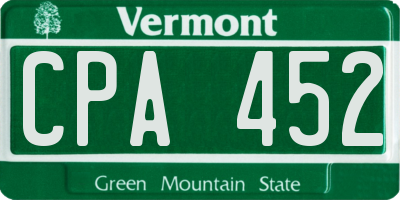 VT license plate CPA452