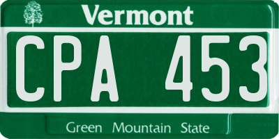 VT license plate CPA453