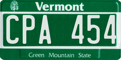 VT license plate CPA454