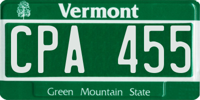 VT license plate CPA455